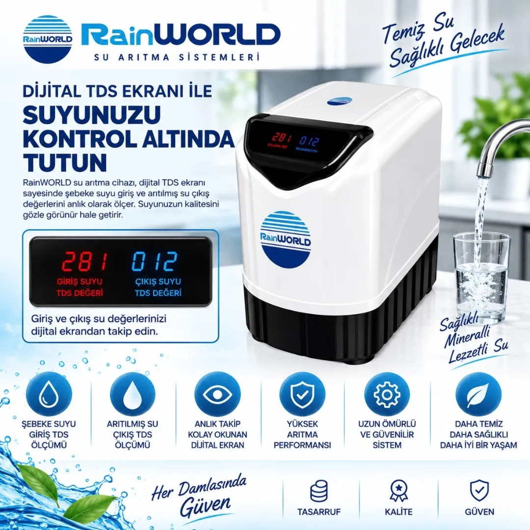 R40 Su Arıtma Cihazı | 7 Aşamalı, Dijital TDS Ekranlı, Alkali ve Mineralli - Görsel 4