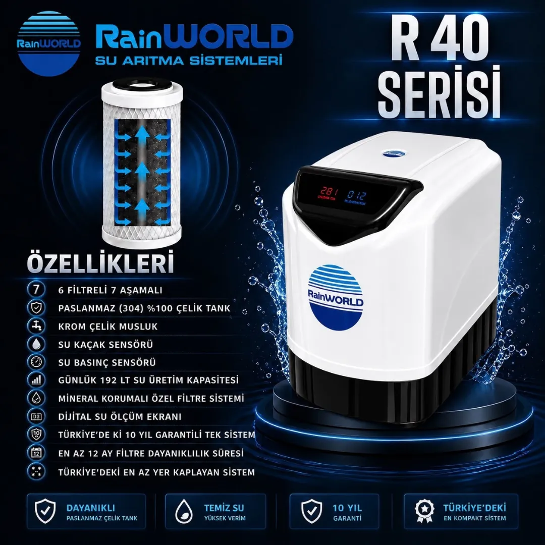 R40 Su Arıtma Cihazı | 7 Aşamalı, Dijital TDS Ekranlı, Alkali ve Mineralli - Görsel 8